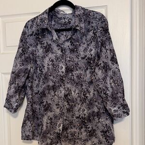 Coldwater Creek Cotton Lawn Button Blouse Top Size 1X